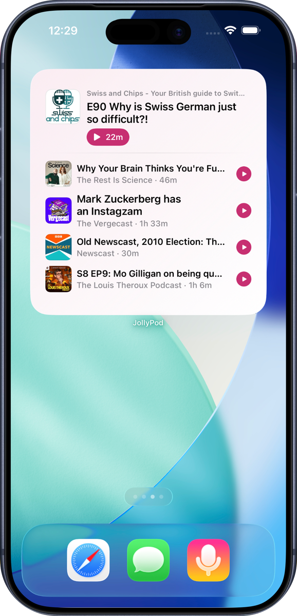JollyPod widget on an iPhone Home Screen
